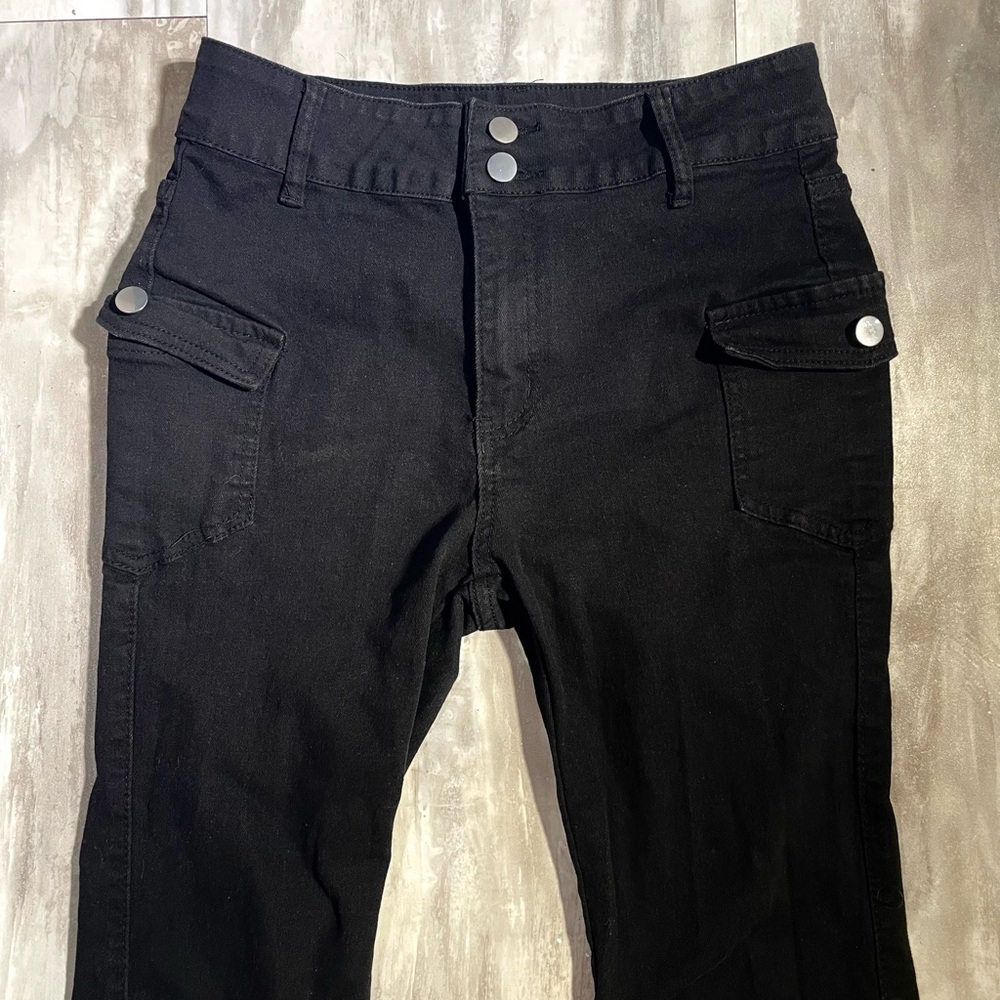 Black Flared Cargo Jeans